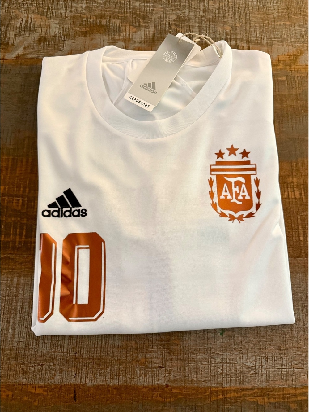 Messi Argentina Adidas White and Copper details XL